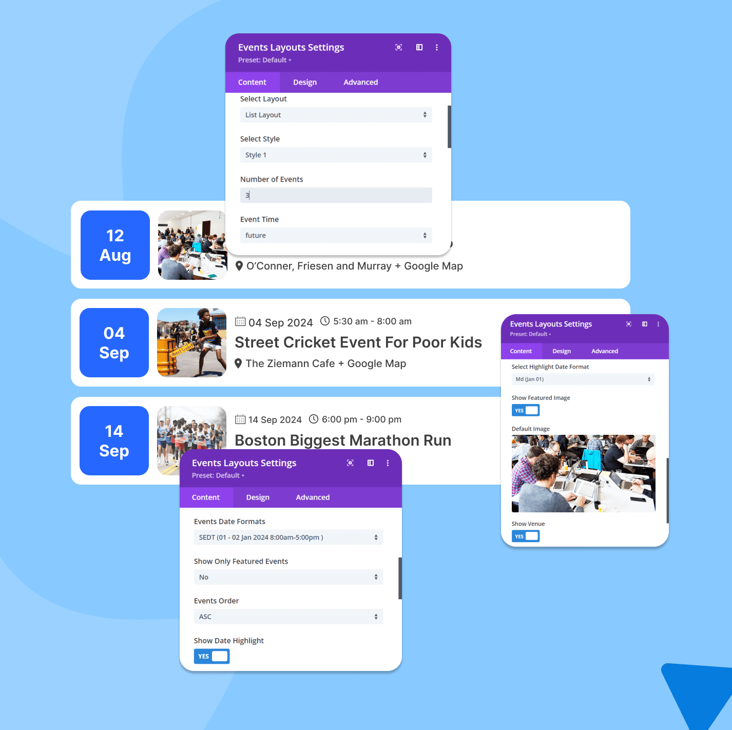 Events List Module Settings