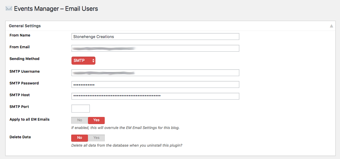 Outgoing Email Settings.