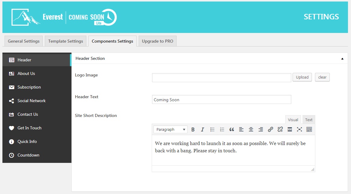Components Settings