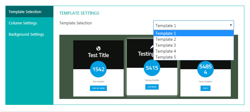 Backend - Display settings- Template selection