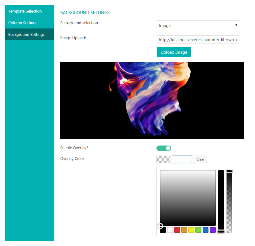 Backend - Display settings - Background image