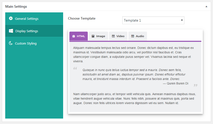 Frontend Demo: Tab Template 1