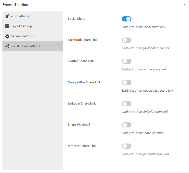 Social Share Settings