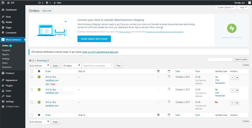 Orders Screen
