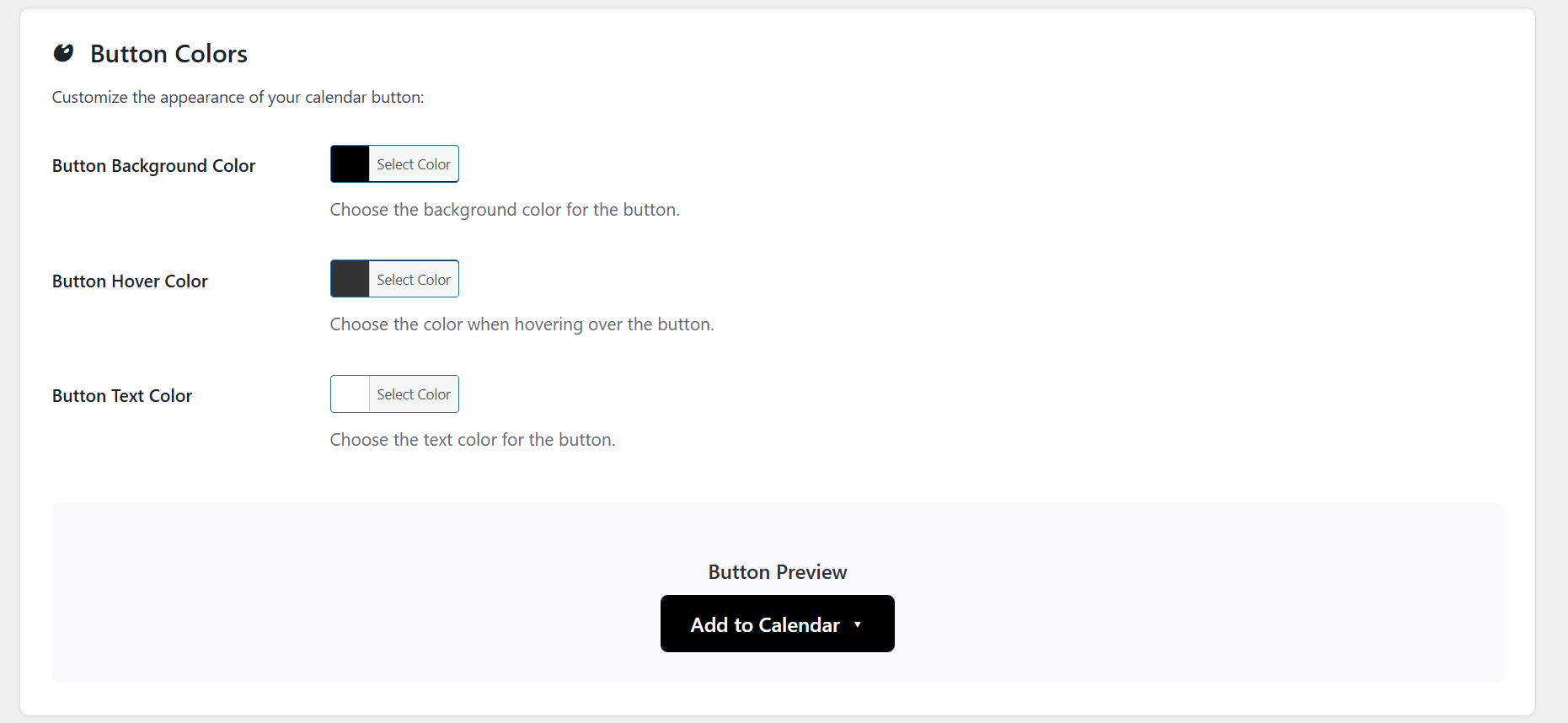 Button color preview in admin settings