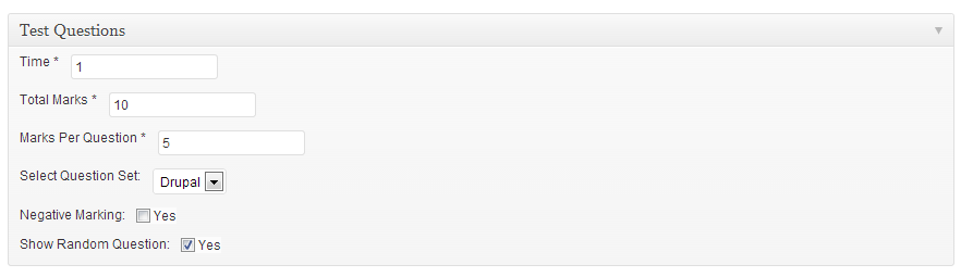 Quiz Basic Settings