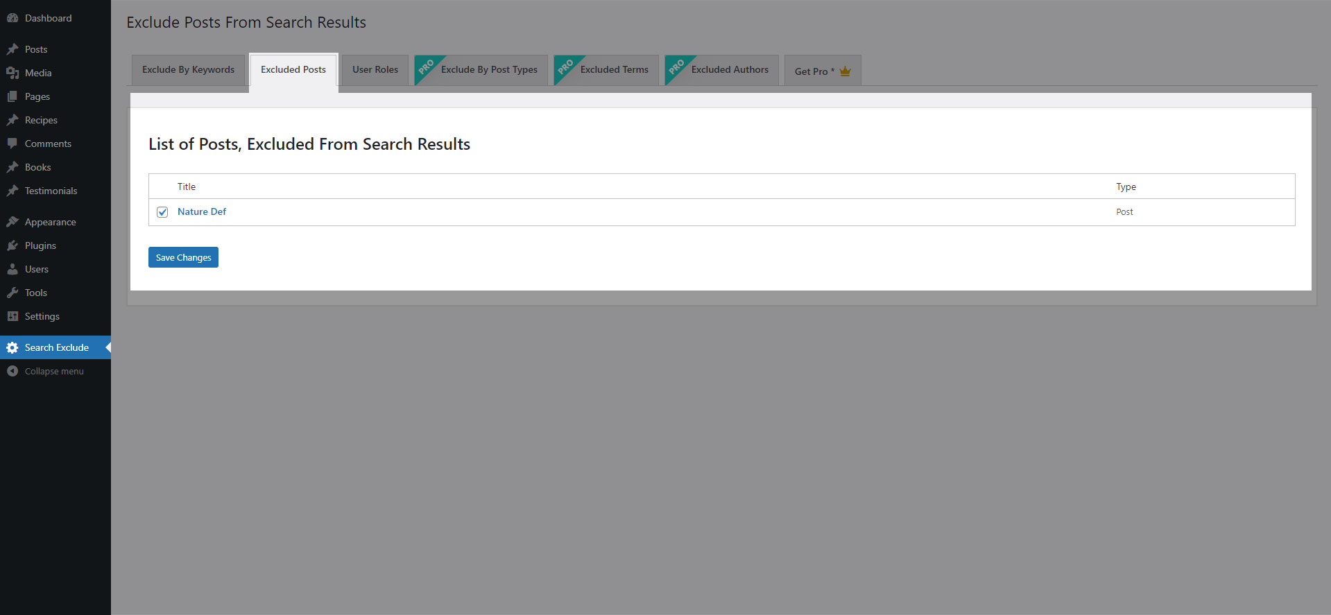 Search Exclude Posts