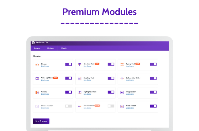 All modules, more coming soon.