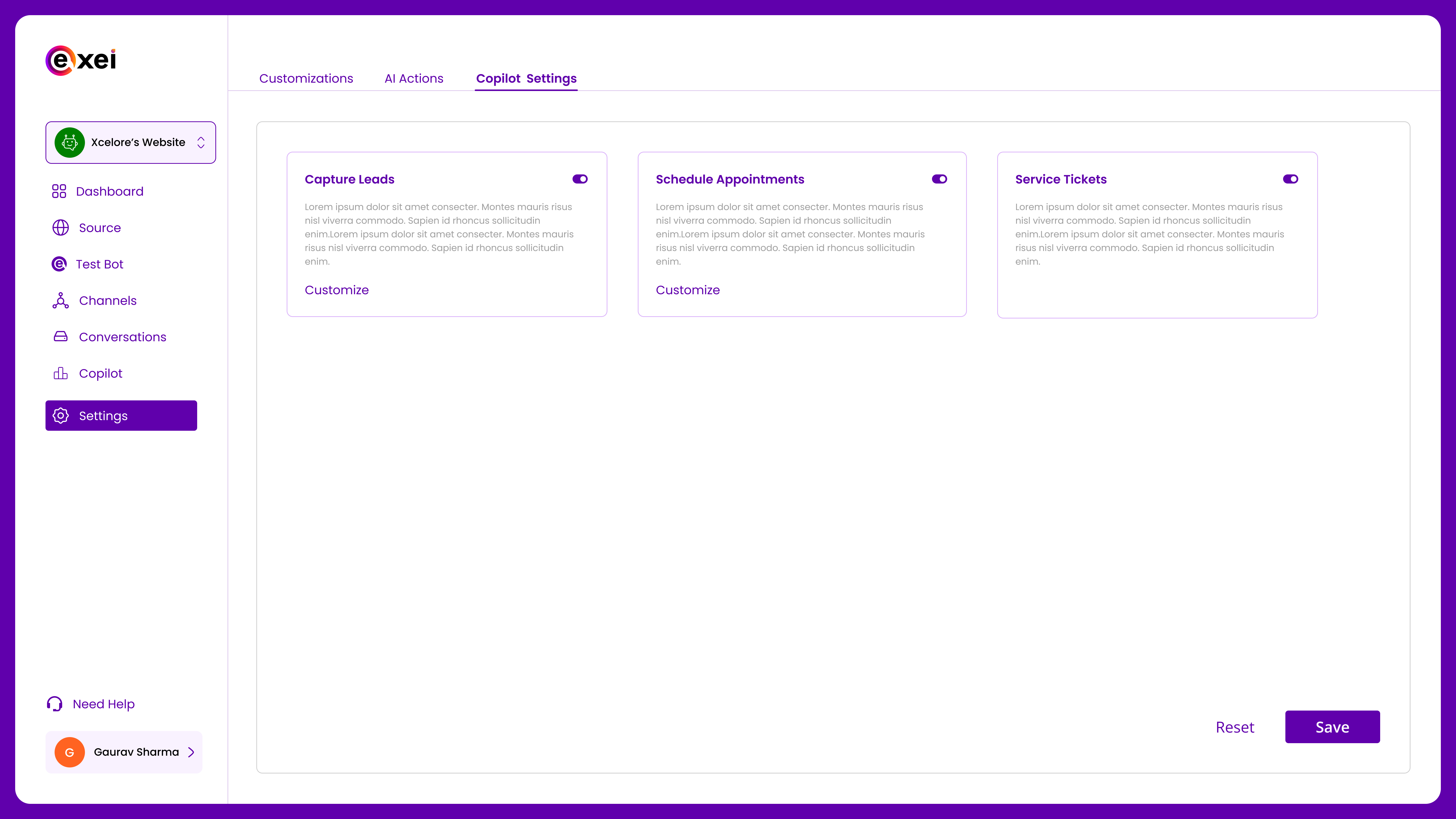 Customize your AI agent's capabilities to capture leads, schedule appointments, and manage service tickets.