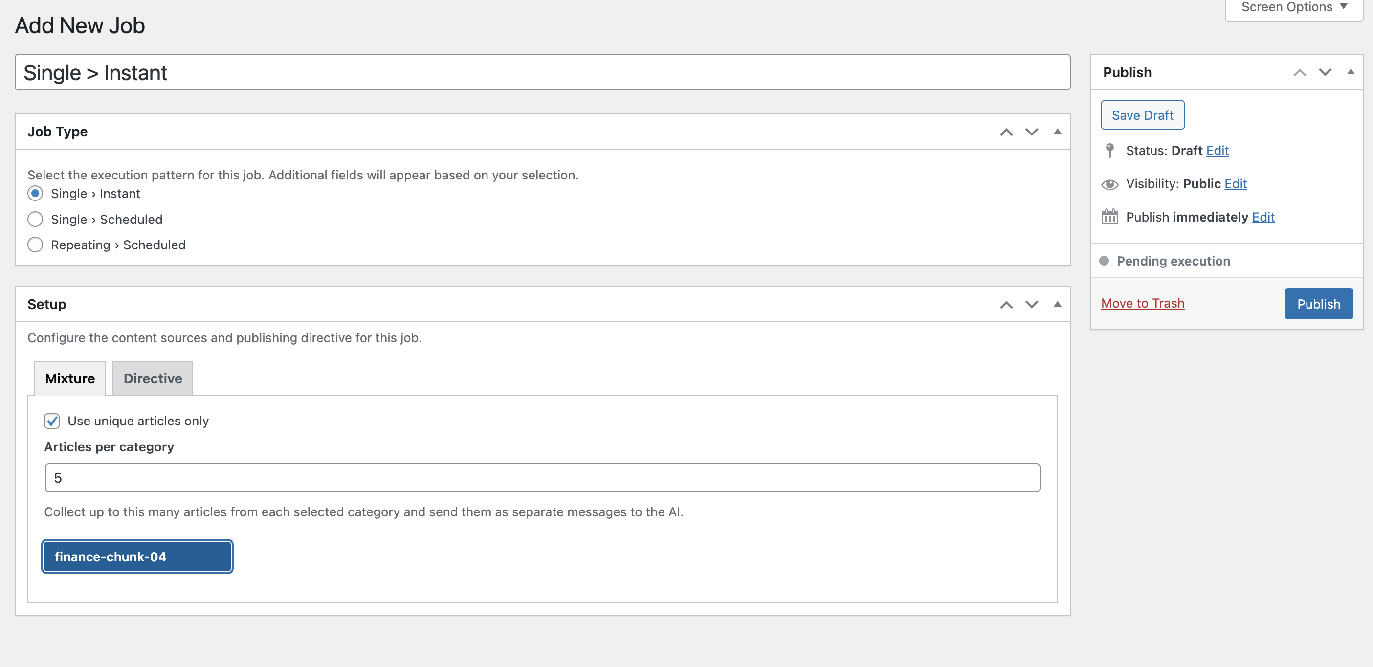 Single > Instant - Direct workflow