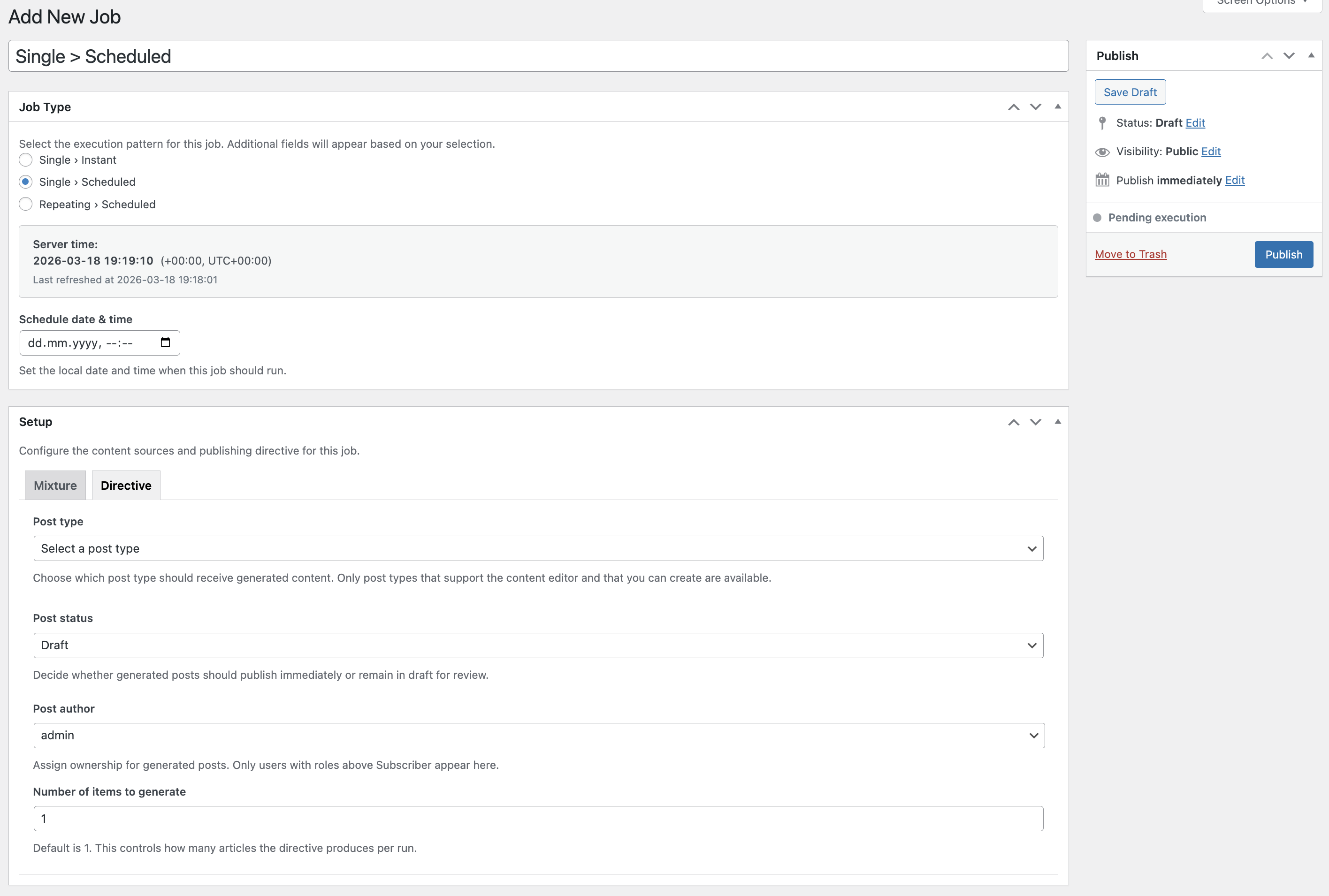 Single > Scheduled - Scheduled workflow that runs once