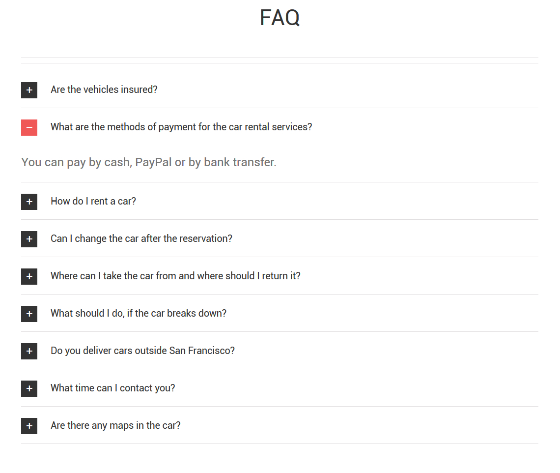Expandable FAQ - Front-End F.A.Q.'s