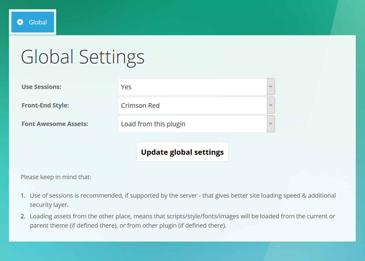 Expandable FAQ - Admin Global Settings
