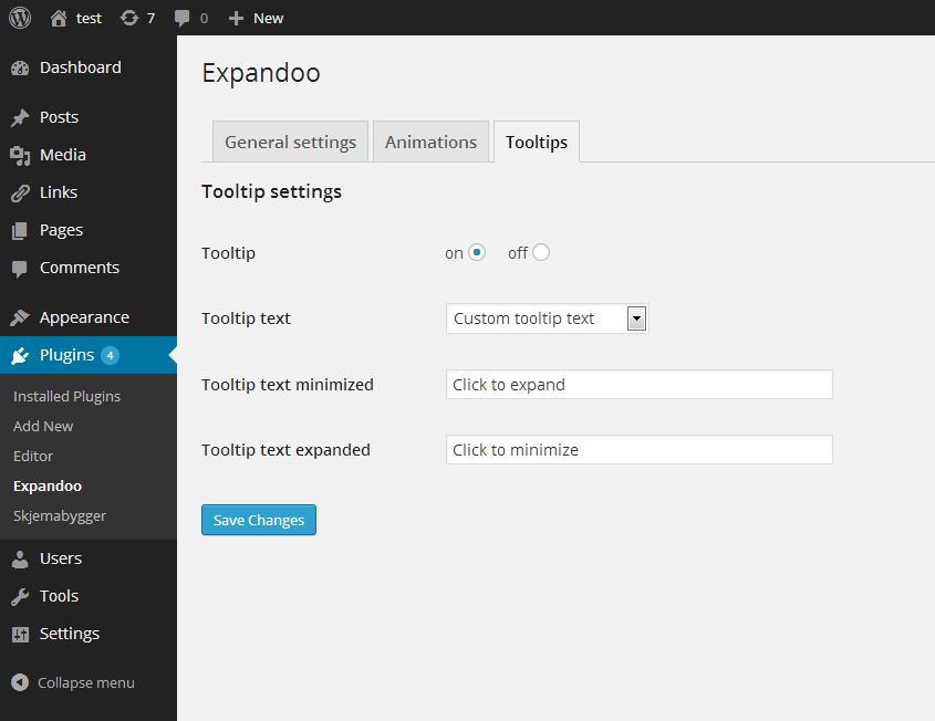 Admin panel - Tooltips