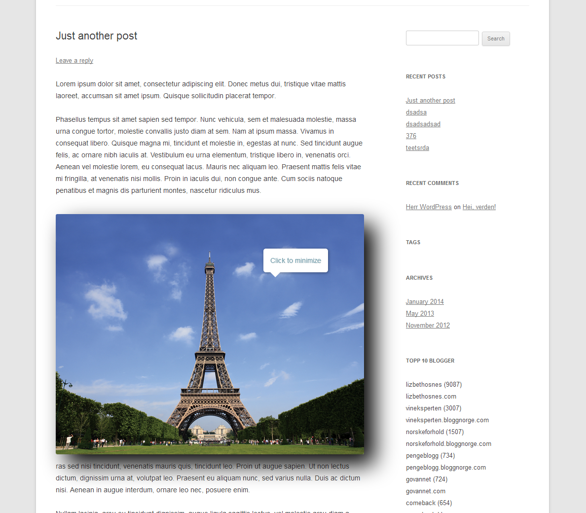 Full size image, tooltip changes and a new click reverses the image to it's original size