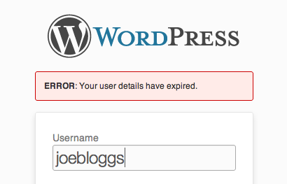 User login expired error.