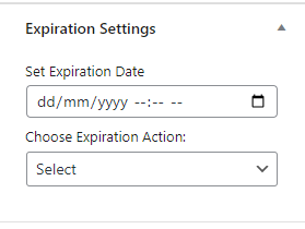 **Expiration Settings**