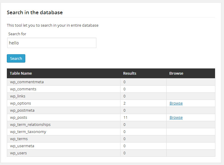 Search in entire database