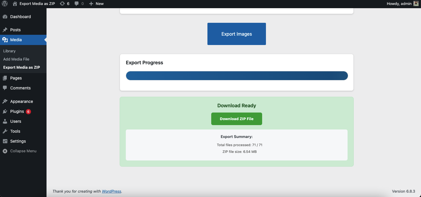ZIP file download in progress