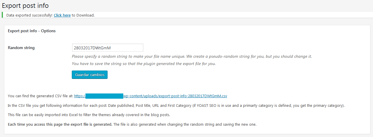 Plugin settings when you access and the file is created.
