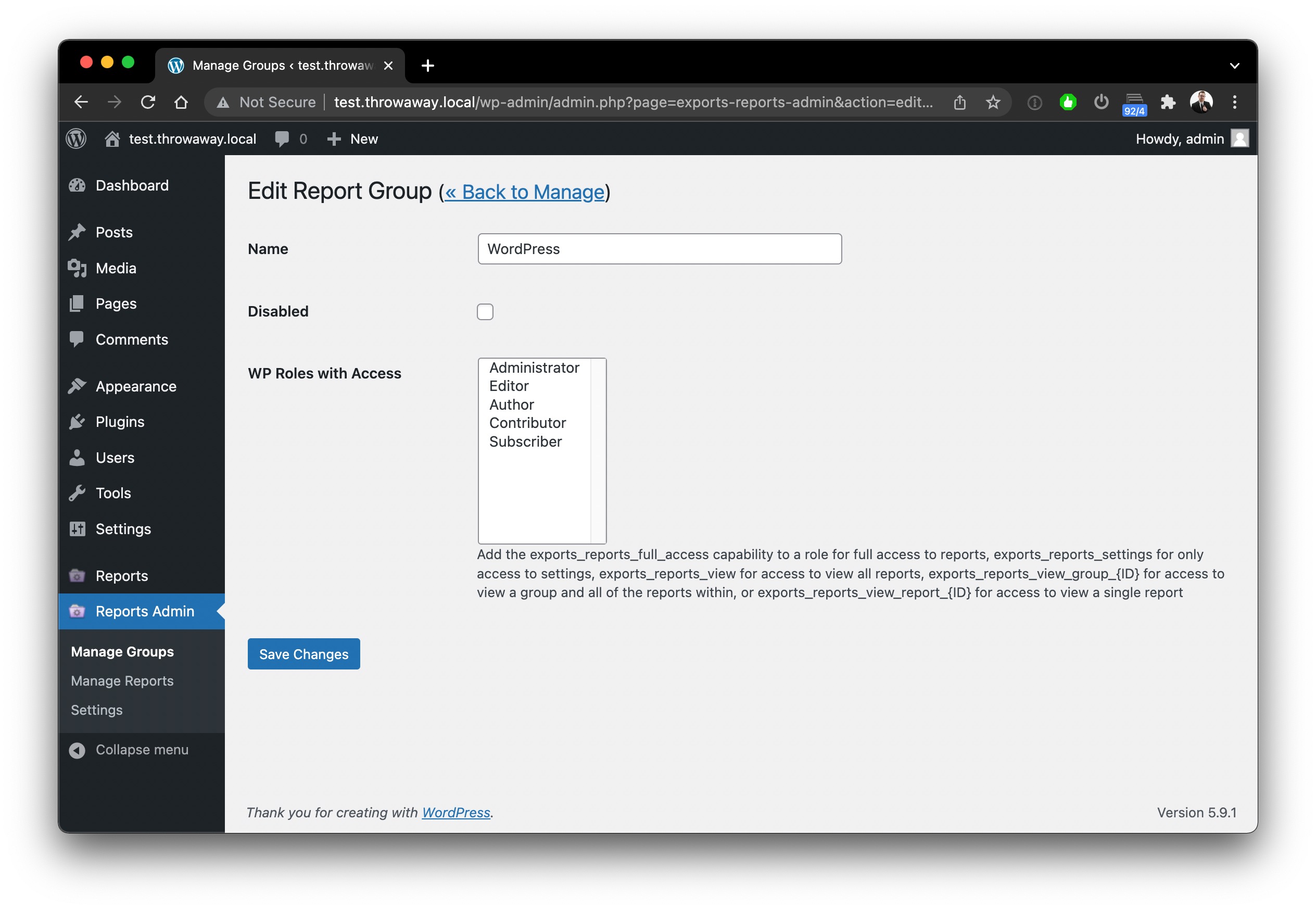 Create and manage report groups that can contain their own sets of reports