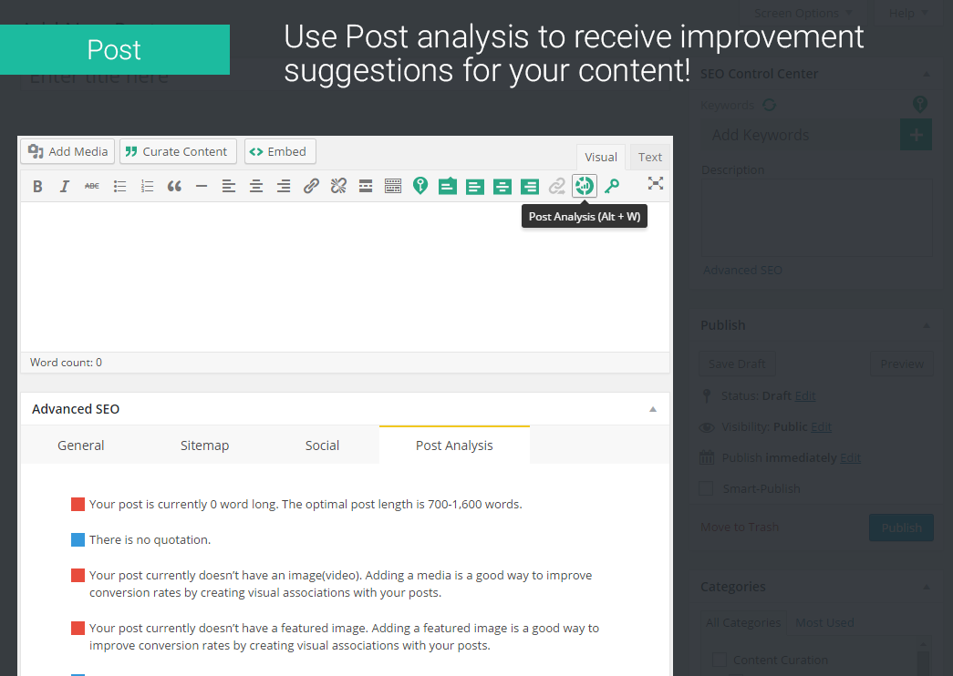 Post Analysis: Use Post analysis to receive improvement suggestions for your content!