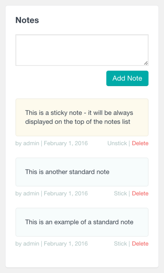 Sticky user notes