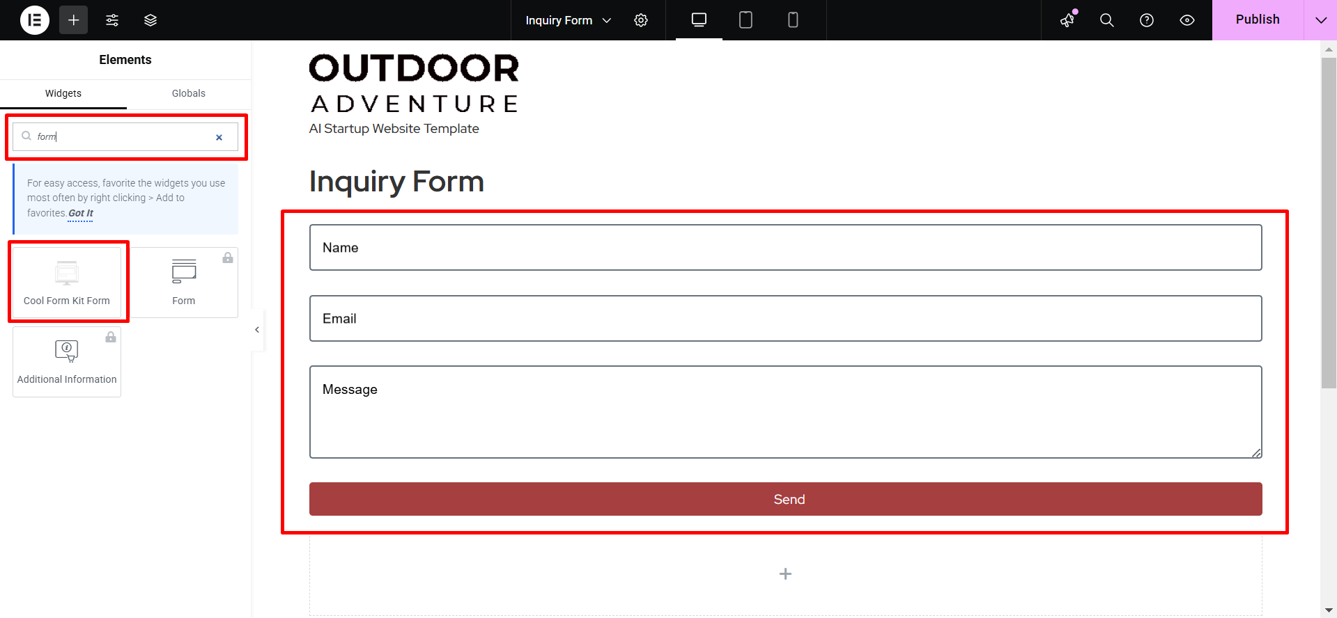 Cool FormKit Lite form.