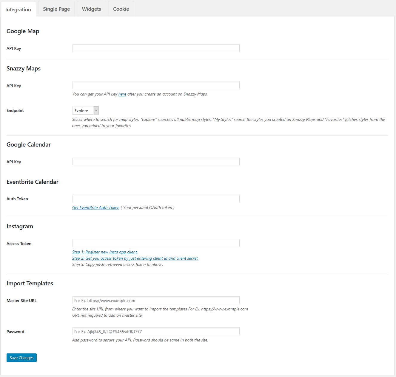 Integration Settings