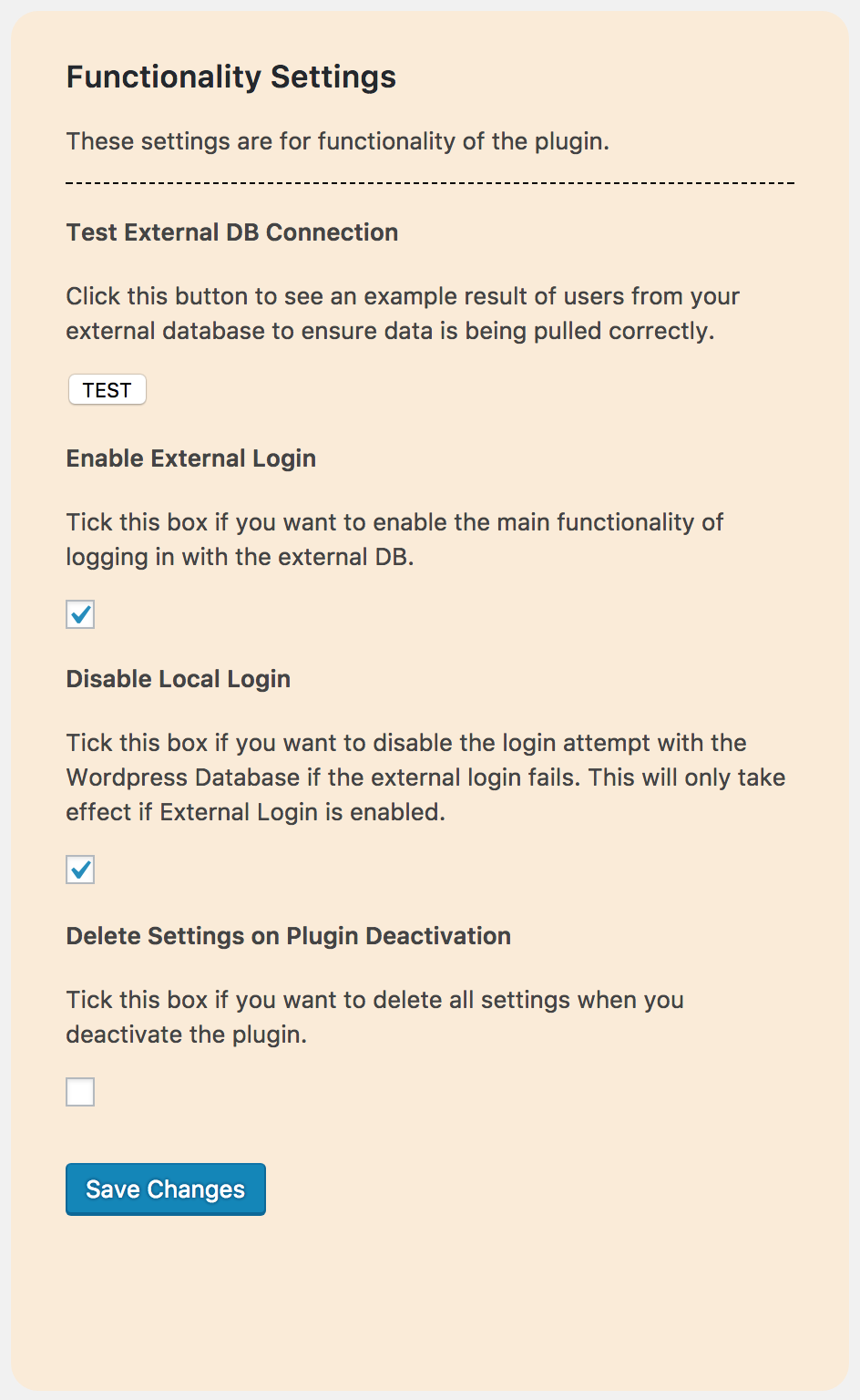 Functionality Settings