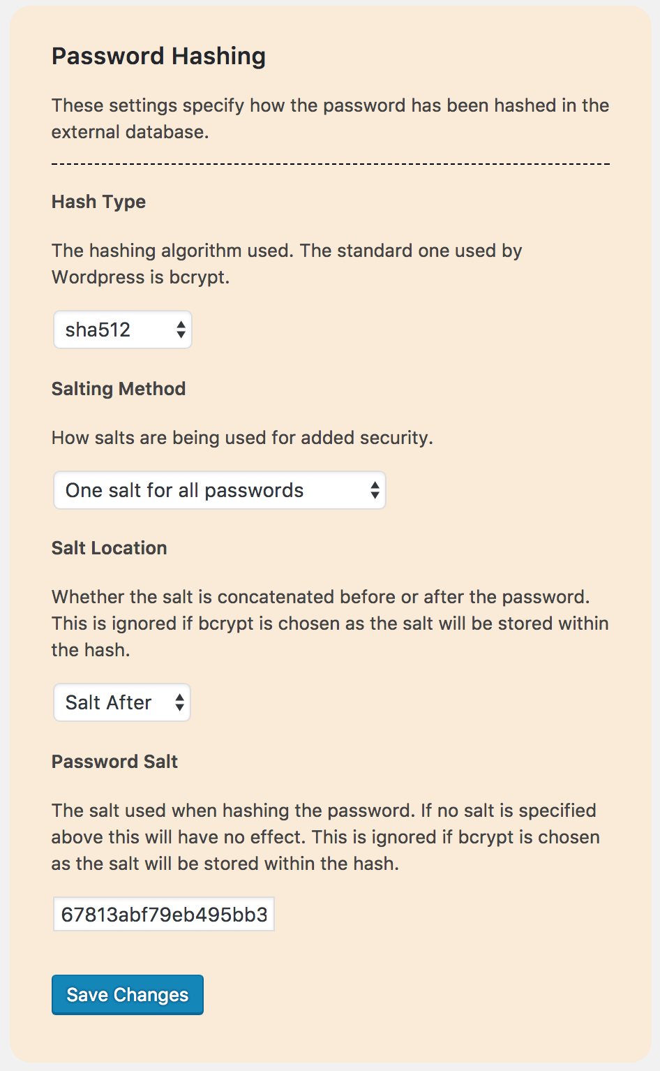 Database Table Mapping Settings