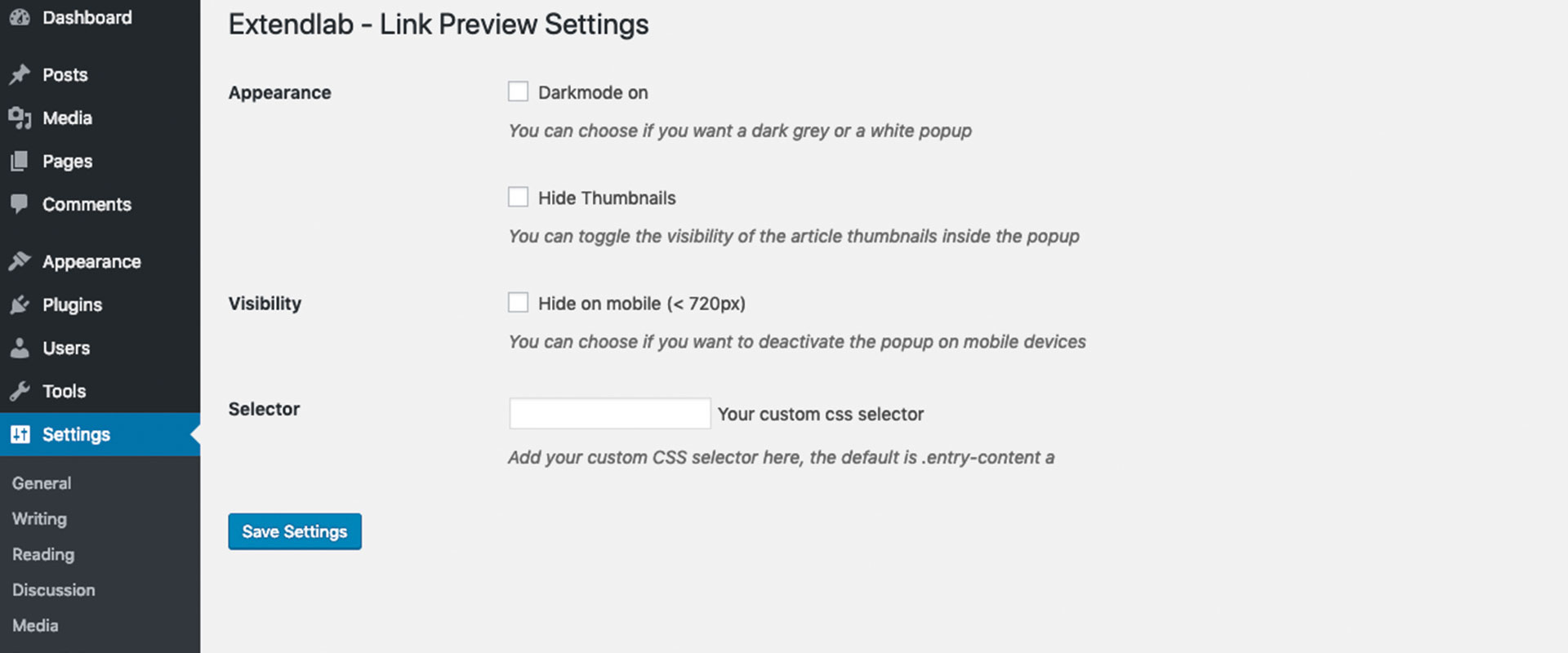 This are the backend options
