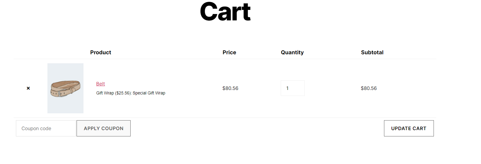 Display in Cart