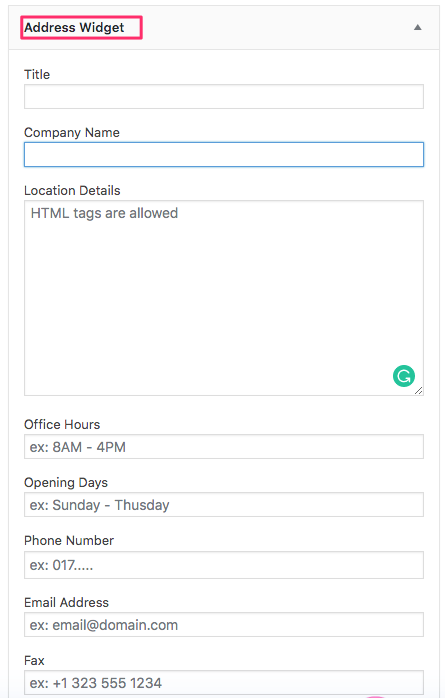 Address Widget