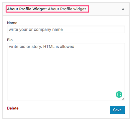 About Profile Widget