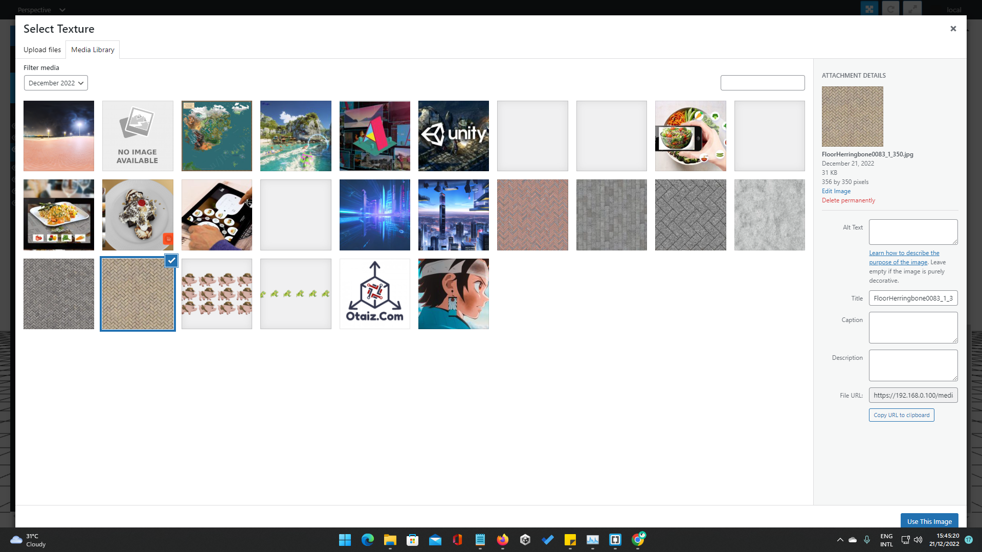 Choose texture from media library.