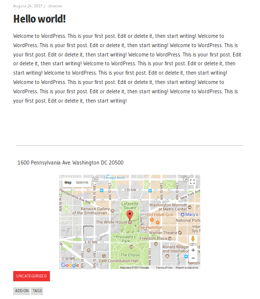 Map placed on page example