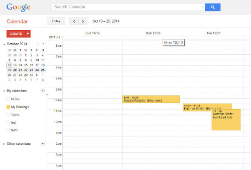 The booking system can be linked to your Google calendar allowing you to view and manage bookings from Google