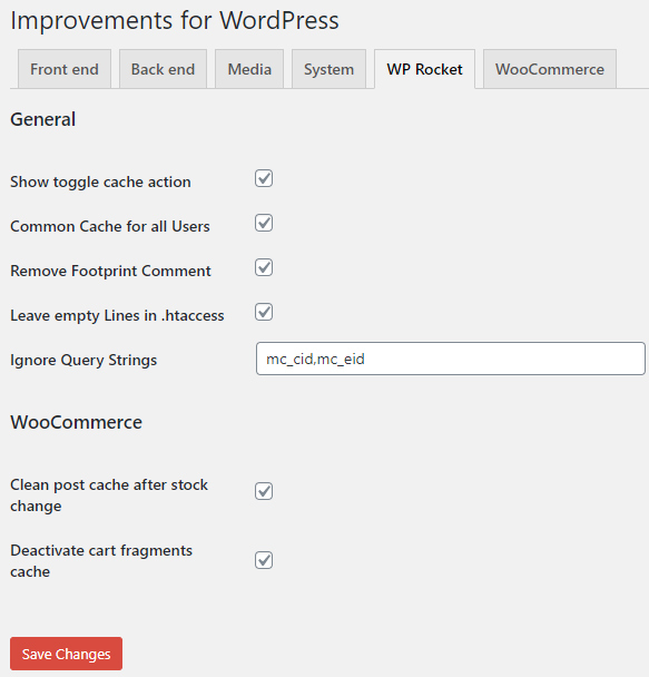 WP Rocket improvements
