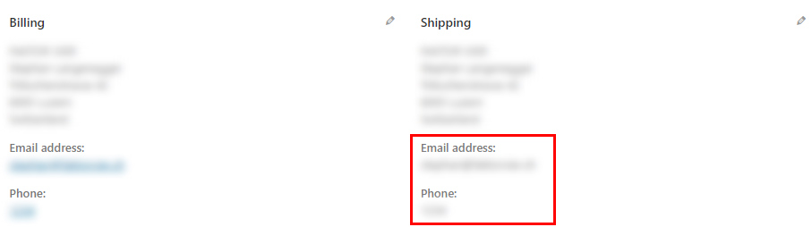 Fields on the order admin page