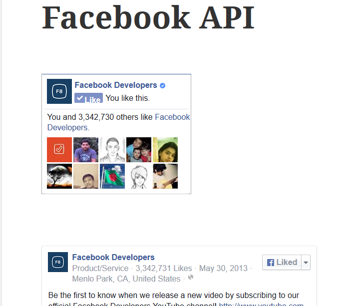 Facebook API show on page