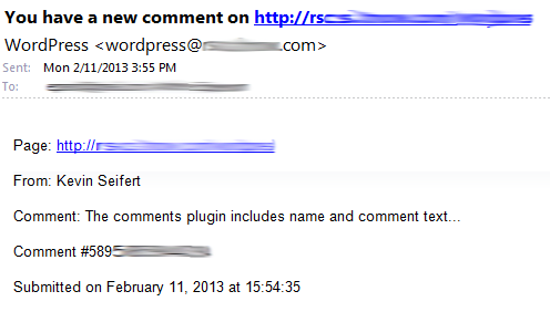 View of the Email Notification