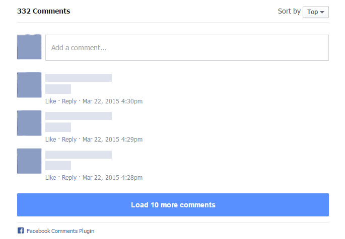 Facebook Comments System front end look