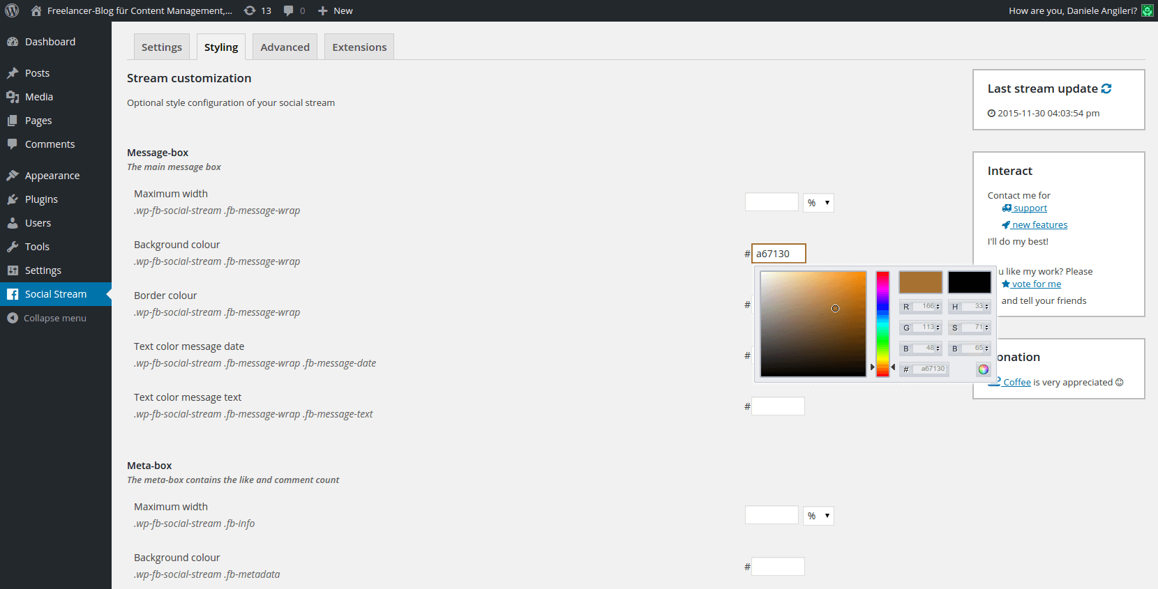 Plugin configuration "Styling"