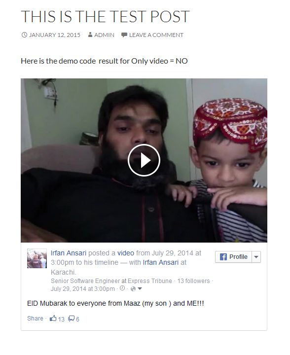 Demo display of Only vidoe parameter is 1.