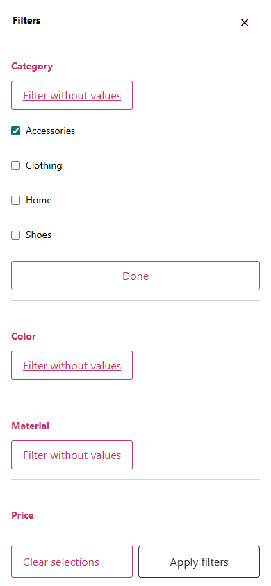 Responsive mobile filter drawer with explicit Apply controls in Manual mode.