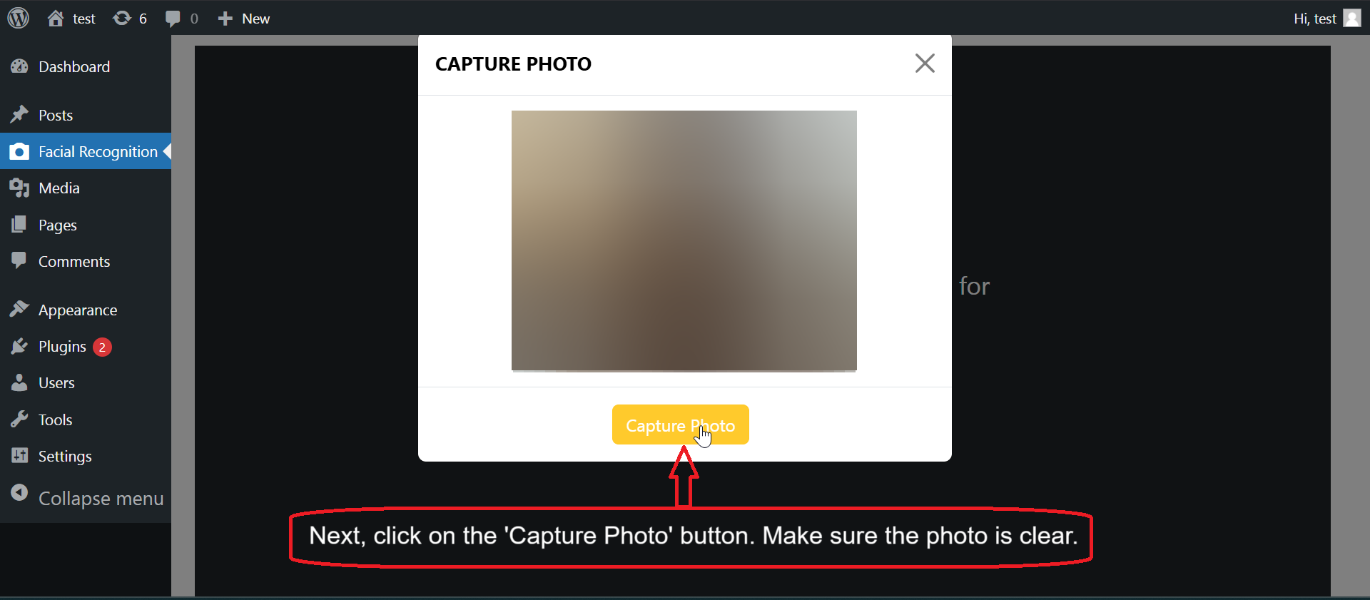 **Registration Page:** Simple registration process with webcam integration.