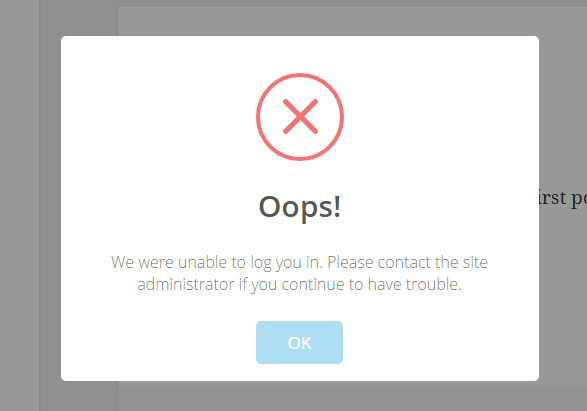 The "error" message displayed to the user