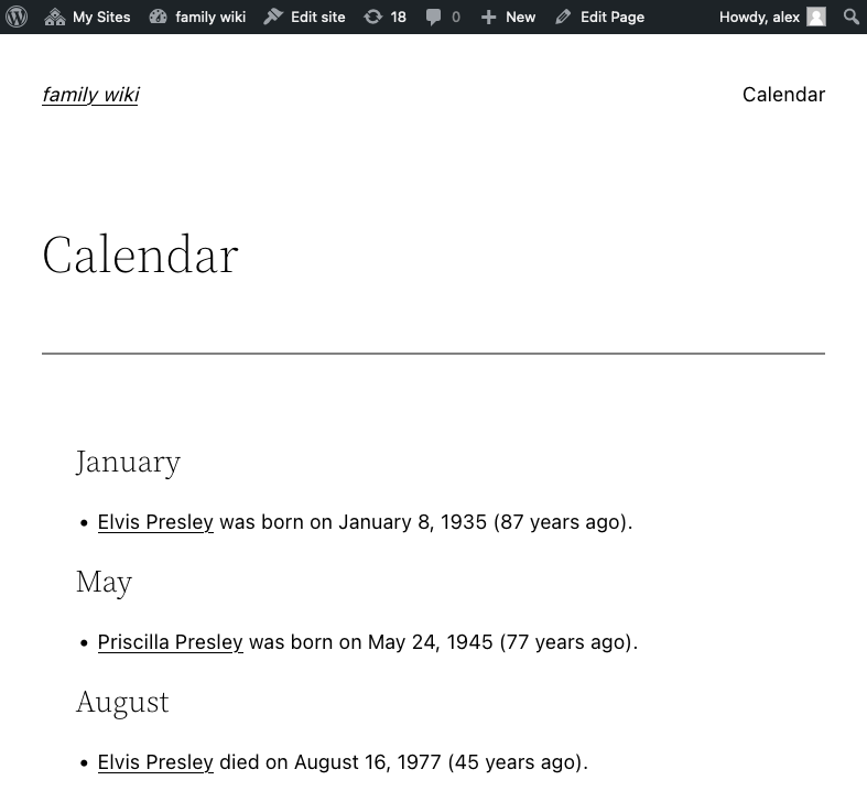 A calendar page.