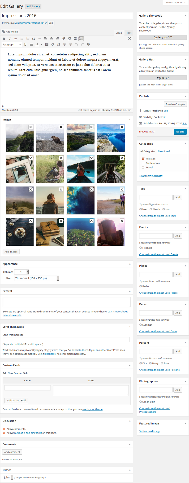 Edit a gallery
